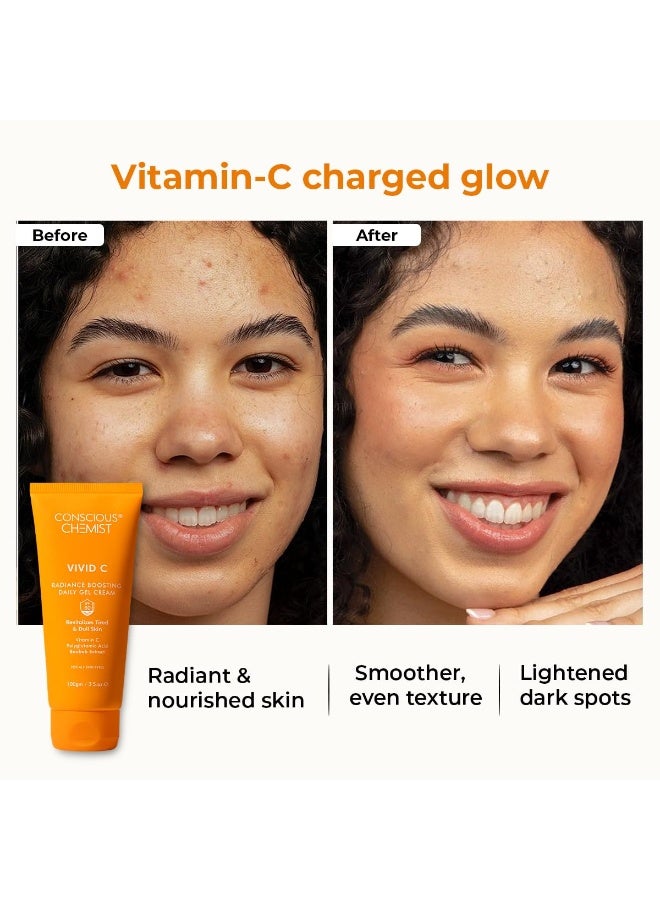 Conscious Chemist® Vitamin C Cream with SPF30 PA+++ | 100g | Vitamin C Brightening Moisturizer, Face Cream for Men & Women, Daily Gel with Polyglutamic Acid for Healthy & Bright Skin, All Skin Types - Vivid C - Image 4
